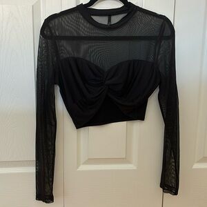 Black Super Crop sheer Top